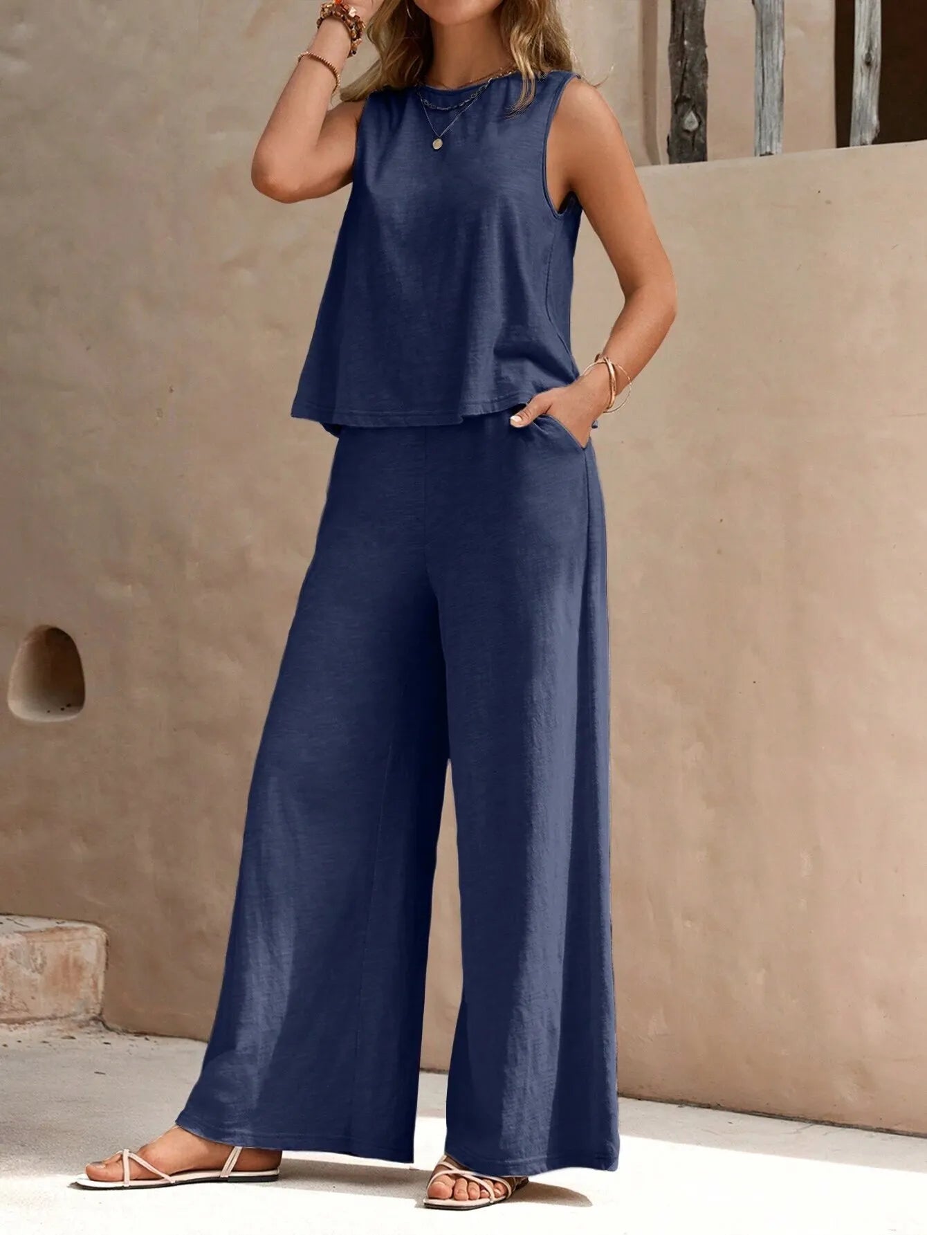 Elegant Two-Piece Casual Pant Set