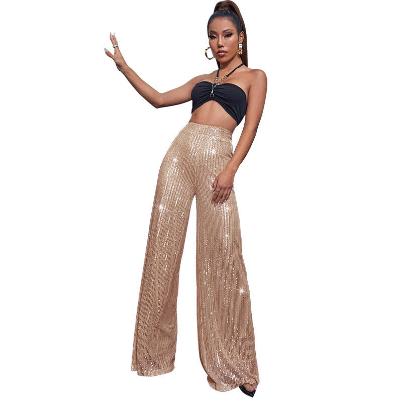 Sequin Wide-Leg Pants – Elegant & Comfortable