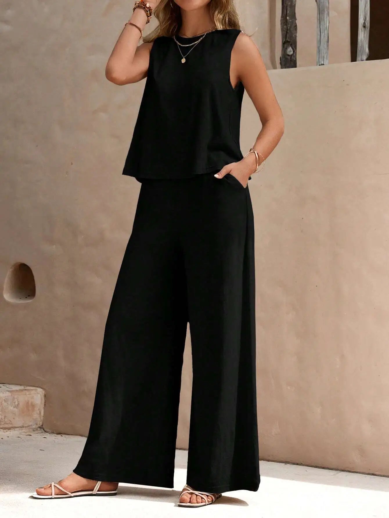 Elegant Two-Piece Casual Pant Set