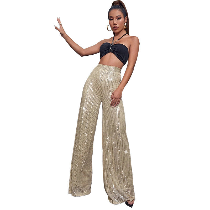 Sequin Wide-Leg Pants – Elegant & Comfortable