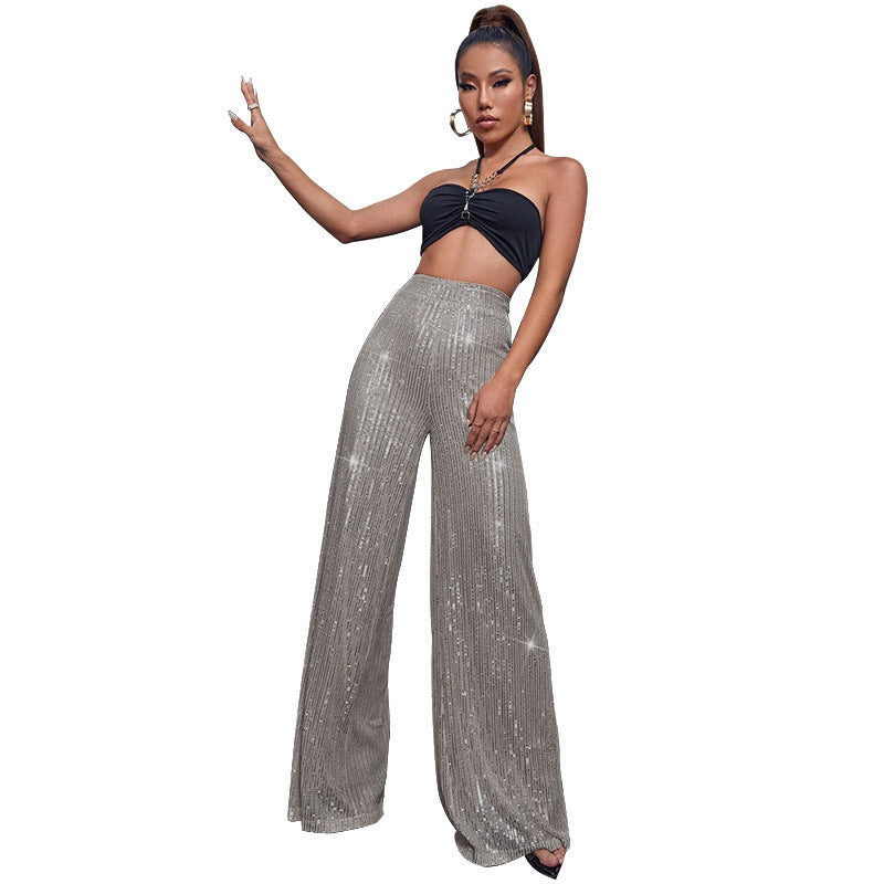 Sequin Wide-Leg Pants – Elegant & Comfortable