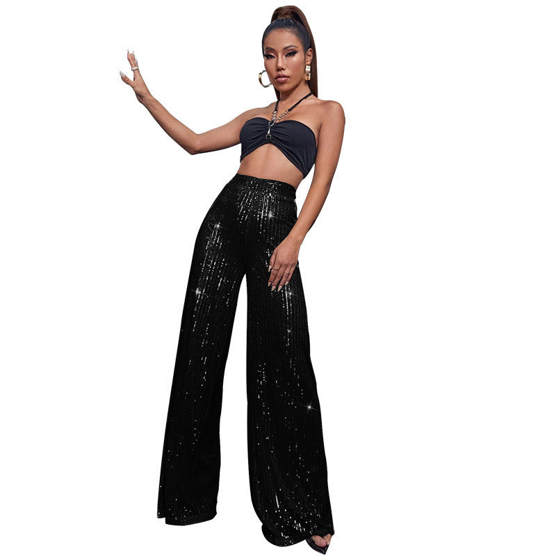 Sequin Wide-Leg Pants – Elegant & Comfortable